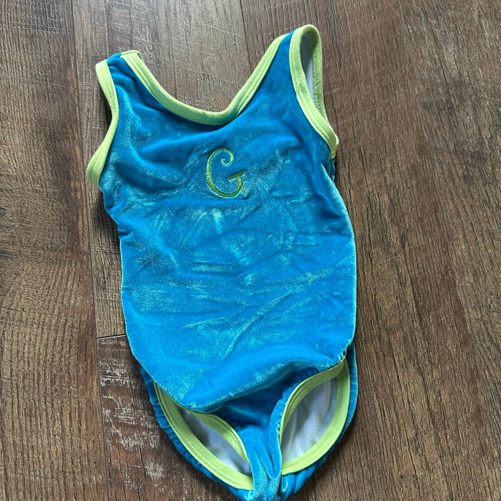 Girls Twirls by Patsy Aiken Designs Blue Dance Costume size 2 monogrammed G